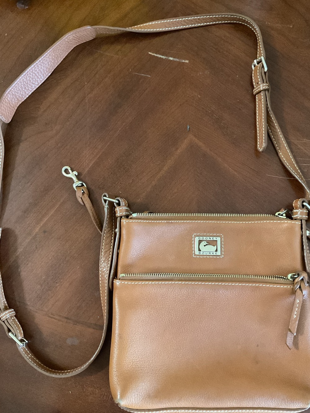 Dooney & Bourke Brown Leather Crossbody with Gold Hardware
